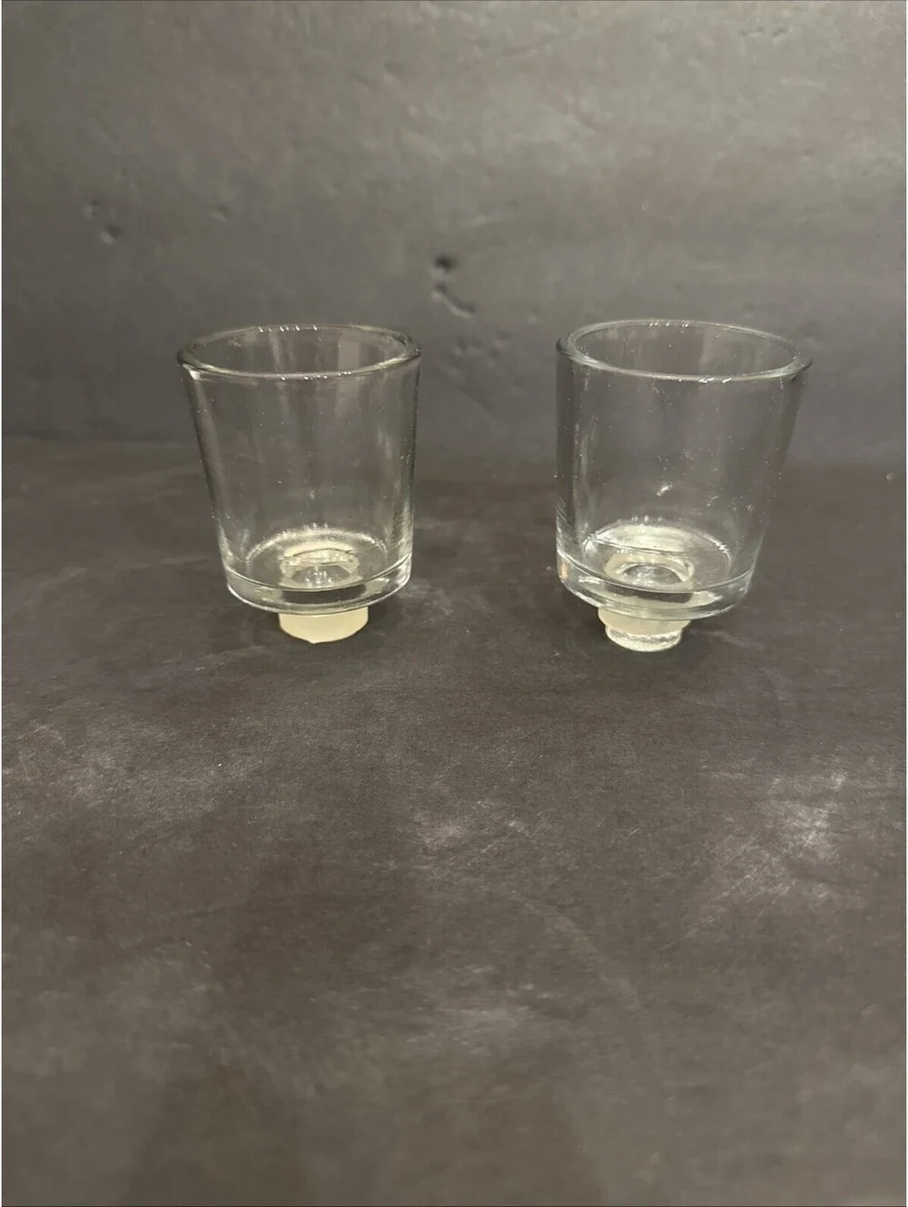 Vintage Pair Of Votive Candle Holder Clear With  Peg